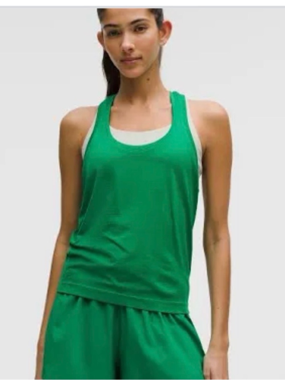 lululemon athletica Green Racerback Tank Top with White Trim